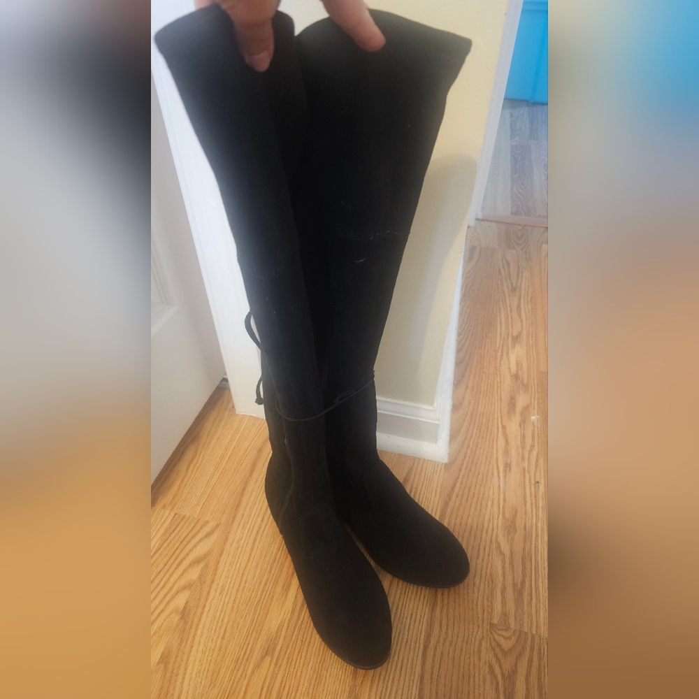 NO BOUNDARIES legant Black Over-the-Knee Boots 7.5